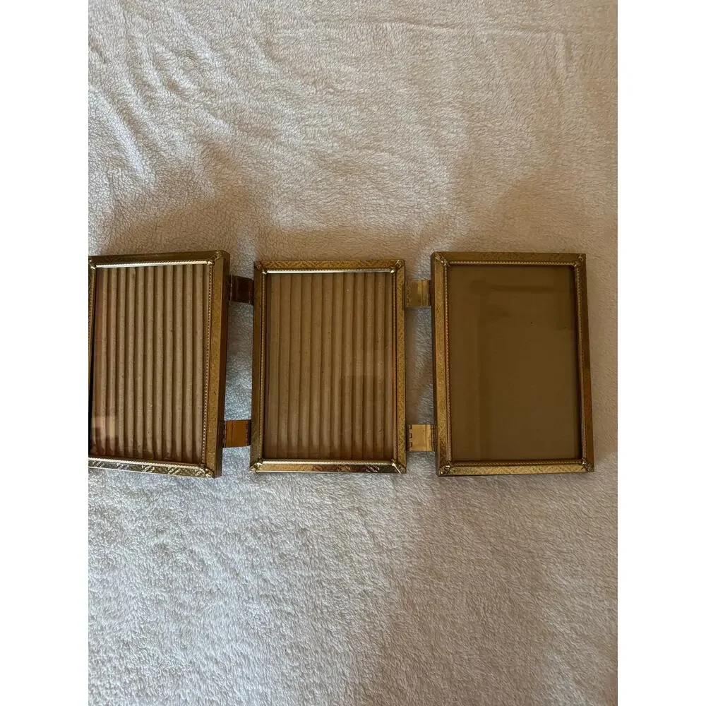 Brass trifold picture frame